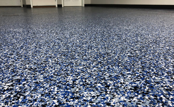 blue, white, and black specialty flooring